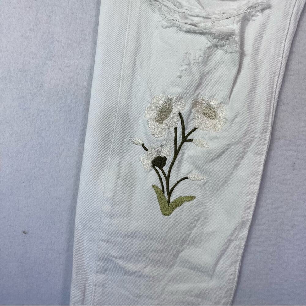 7 For All Mankind Jeans Womens 24 Easy White Straight Ankle floral Embroidery - Picture 16 of 16